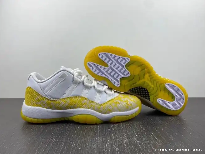 Official Maikesneakers AH7860-107 11 WMNS Low Air Snakeskin Yellow Jordan 0402